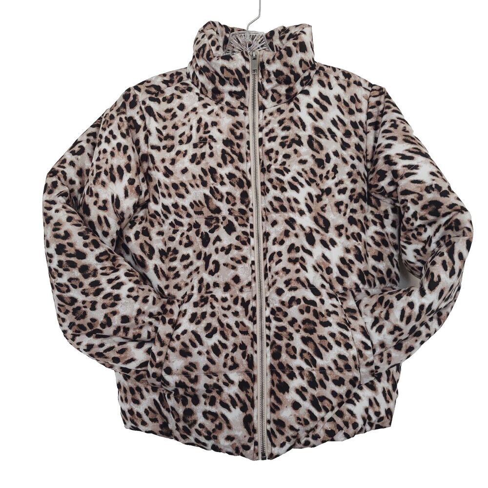 GB Leopard Print Puffer Jacket Size Small Animal Print